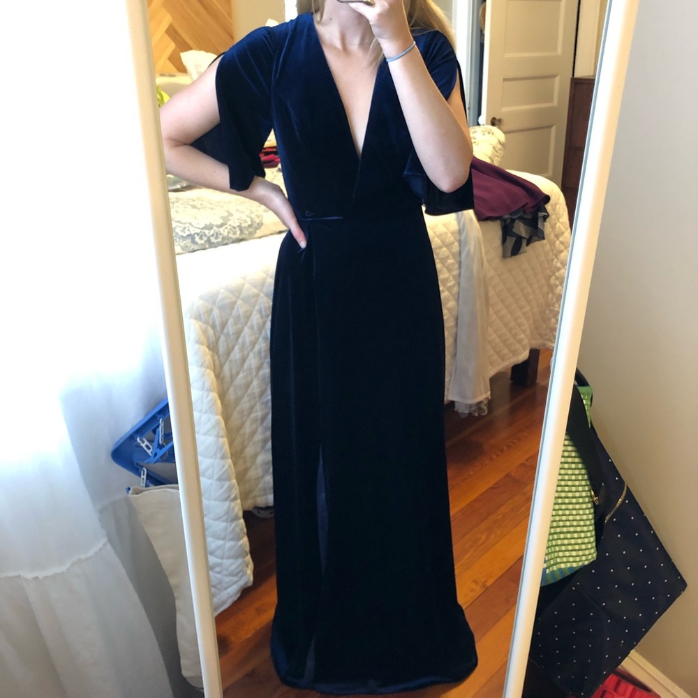 Midnight Blue Velvet Wrap Dress Size 4